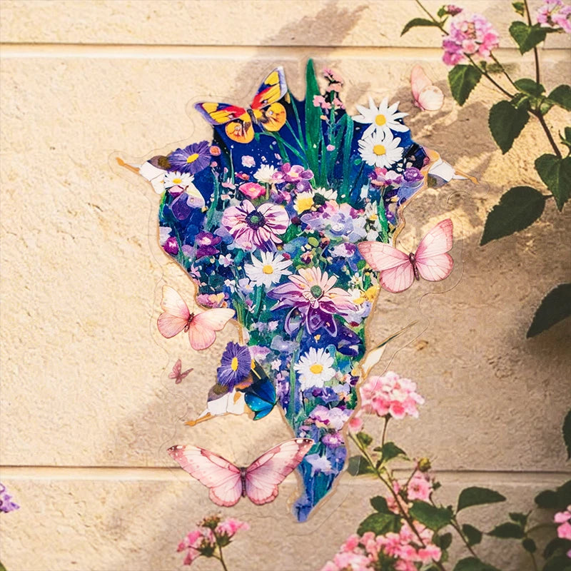 autocollants muraux abstraits papillons fleurs galaxie modernes bleus violets dorés noirs