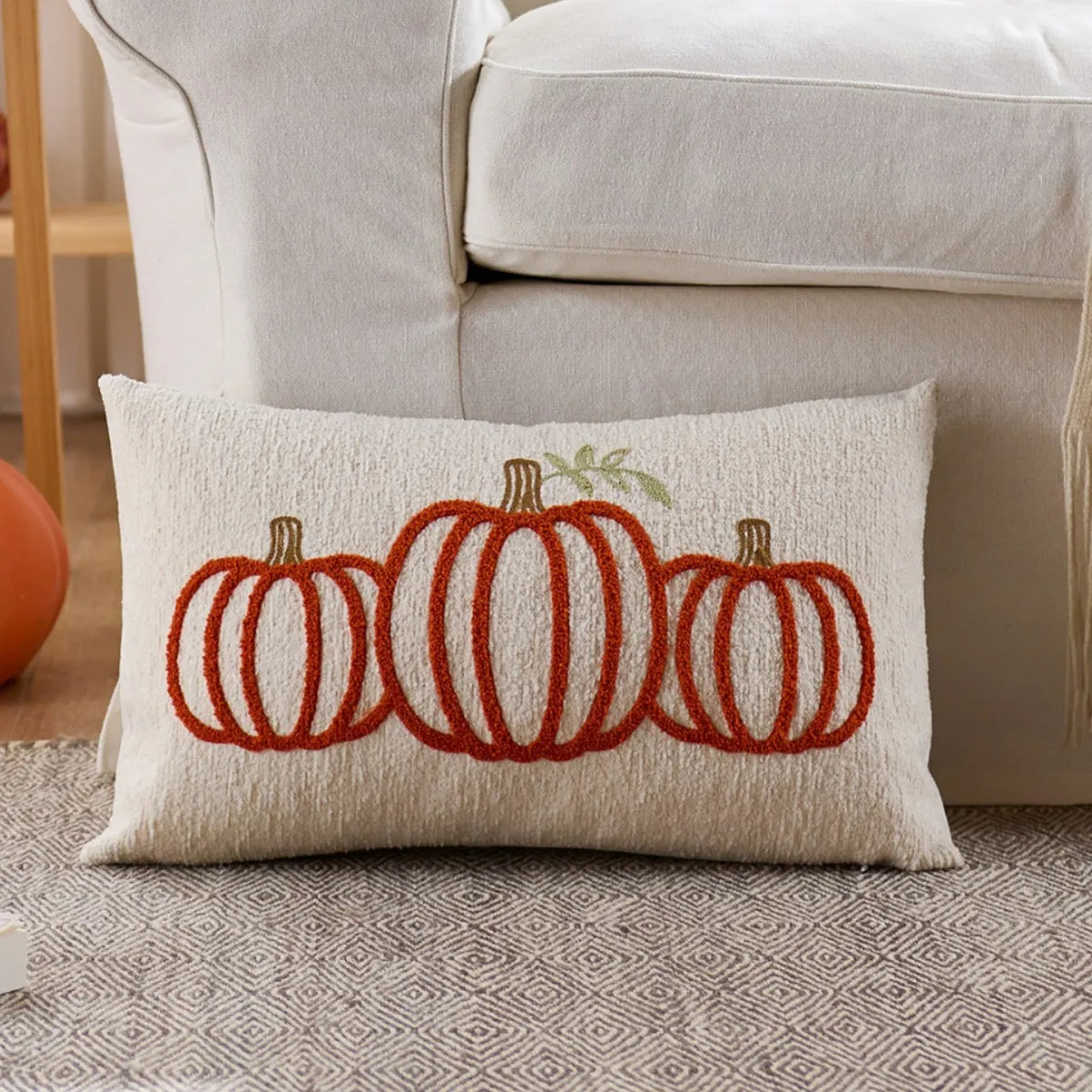 housse coussin halloween fantôme citrouille araignée orange décoration maison canapé chaise voiture polyester jacquard
