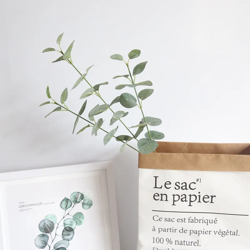 branche artificielle eucalyptus feuilles vertes naturel minimaliste deco intérieur 68cm