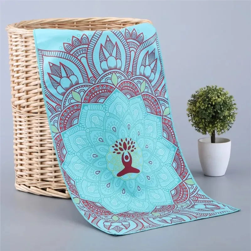 tapis yoga bleu rouge vert mandala motifs floraux rapide séchage moderne ethnique 100cm 30cm