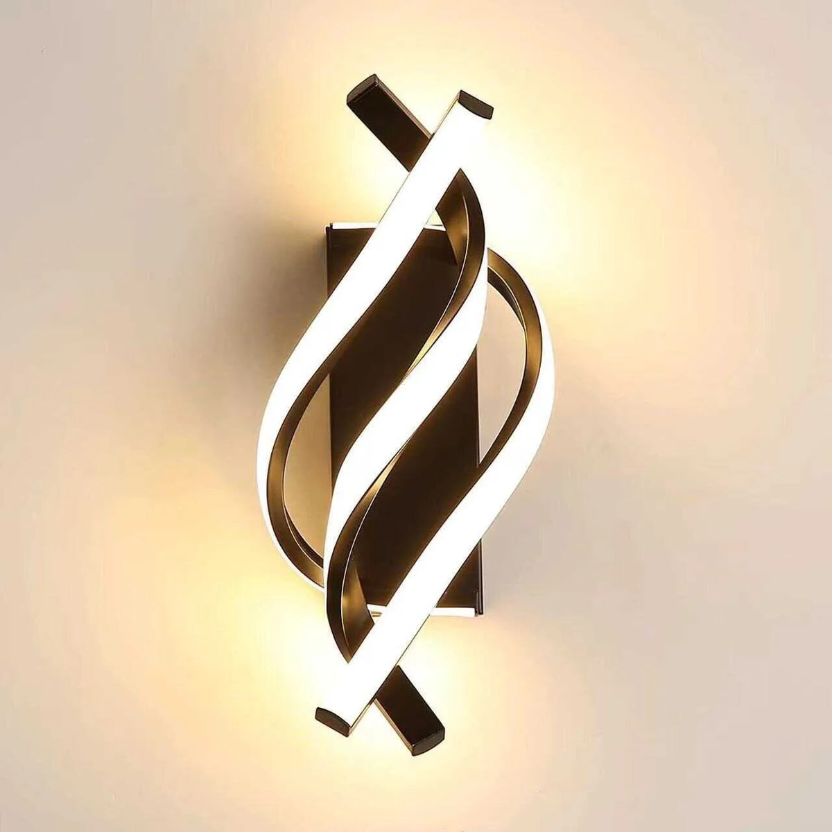lampe murale contemporaine ondulée led blanc noir fixée mur aluminium 24w tri couleur