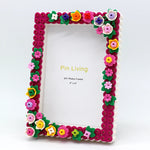 cadre photo diy rose fuchsia vert jaune blanc violet orange floral enfantin 4x6 inches