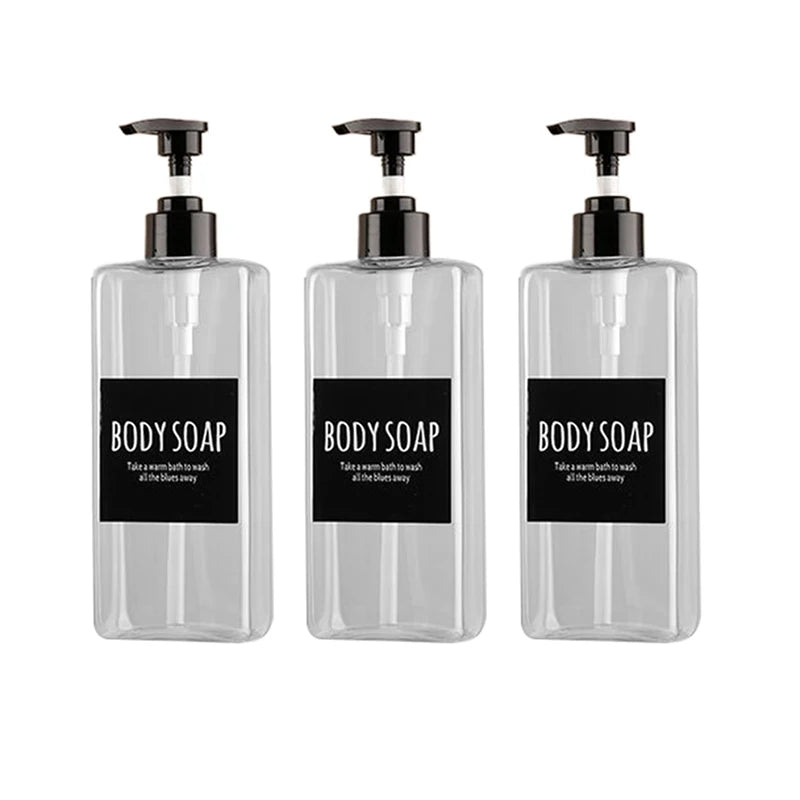 shampooing conditionneur savon main bouteille rechargeable pompe pression noir blanc bleu brun minimaliste