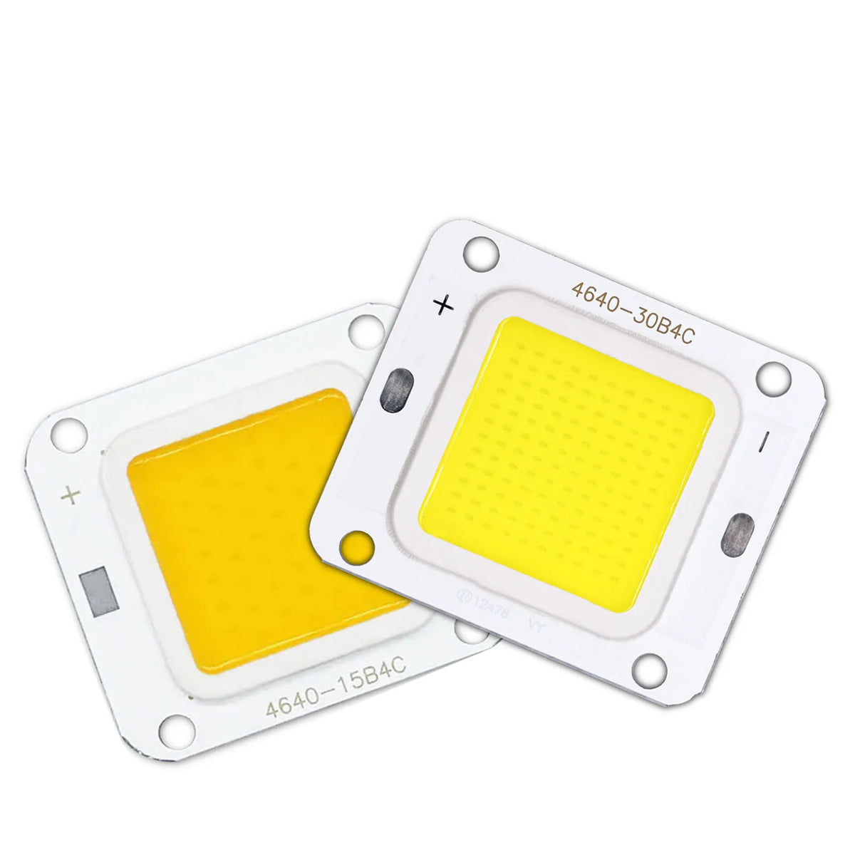 projecteur led haute puissance cob 40w jaune argent industriel fixations aluminium
