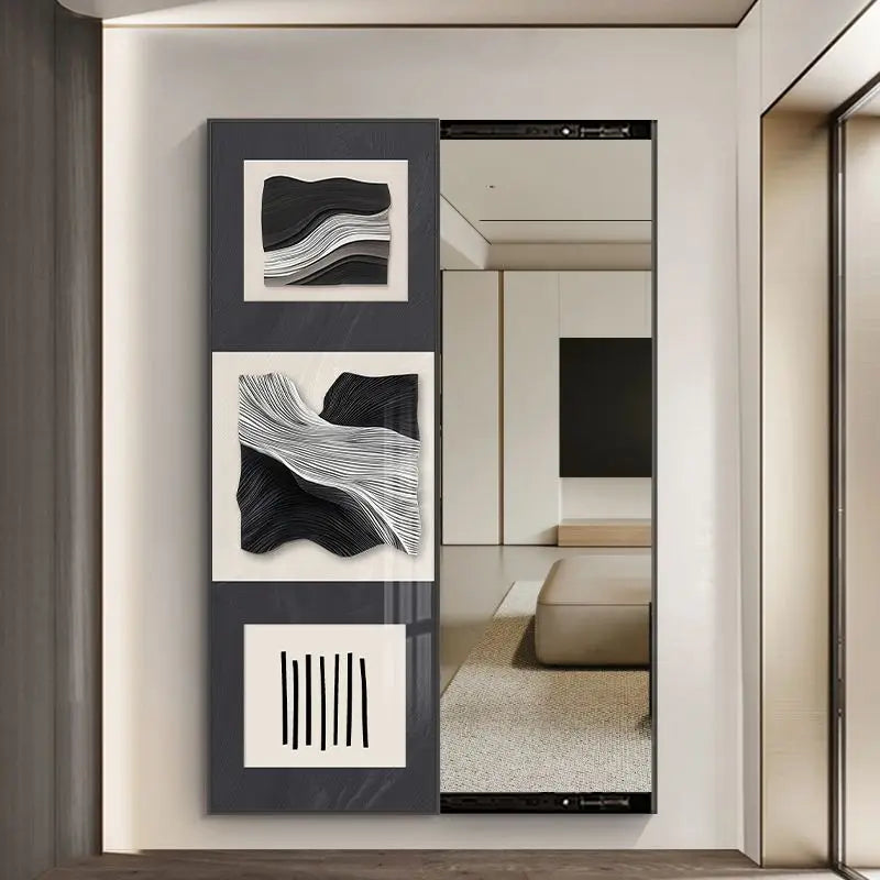 miroir plein longueur cadre mural abstract pattern contemporain maison chambre salon decoration