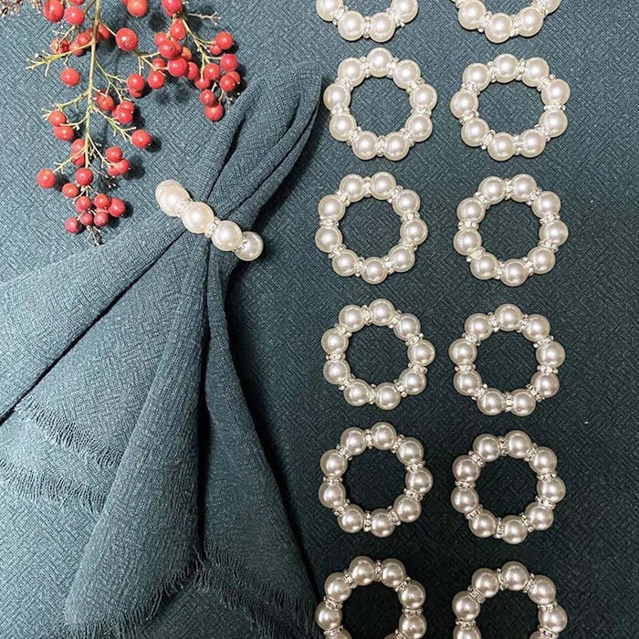 Ronds de serviette argent avec perles élastiques - vue de face