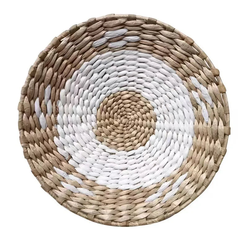 assiette décorative ethnique boho chic motif zigzag couleur naturelle mur cuisine salon maison rustique