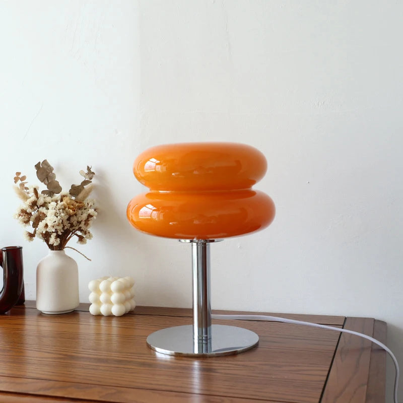lampe table moderne orange brillante pied métallique variateur trichromatique chambre coucher 249 2000 lumens