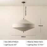 Suspension lumineuse moderne tissu toile lin beige gris clair minimaliste salon restaurant chambre