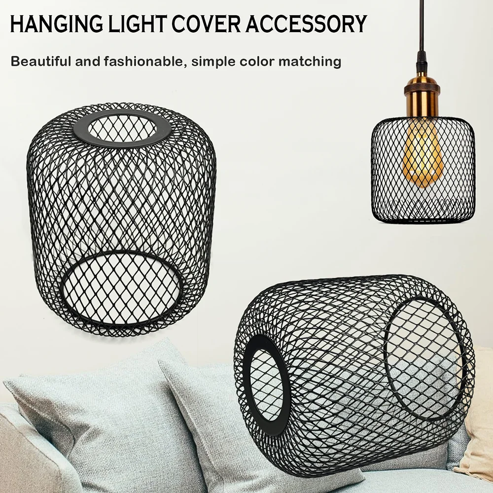 abat jour moderne noir maille métallique opacité suspension tringle vintage lampe table veilleuse