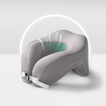 coussin voyage confortable gris ergonomique mousse mémoire forme fermeture glissière
