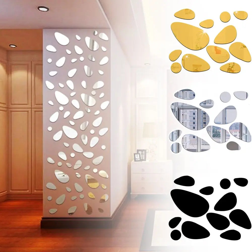 sticker mural moderne noir doré argenté 3d pebble decal adhésif vinyle
