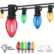 guirlande lumineuse extérieure noël c7 rouge vert bleu jaune 25ft 65ft connectable