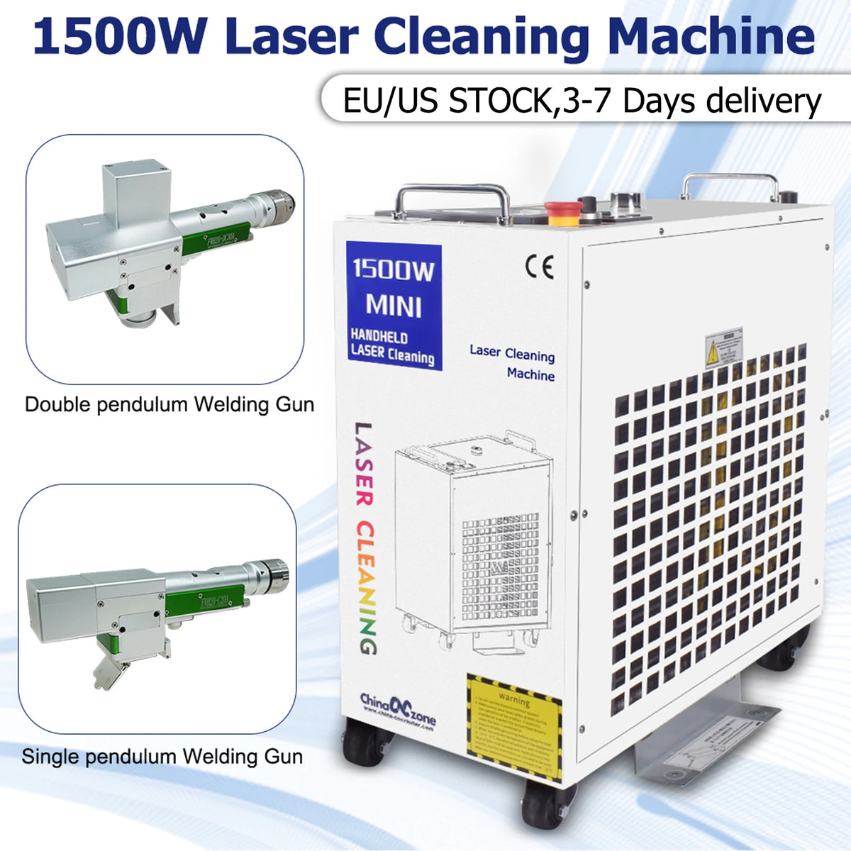 nettoyage laser industriel machine fibre 1500w écran tactile pistolet double pendule rouille peinture métal