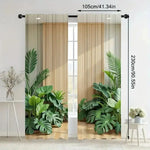 rideau occultant feuilles palmier moderne 100% polyester intégré balcon opacité beige vert