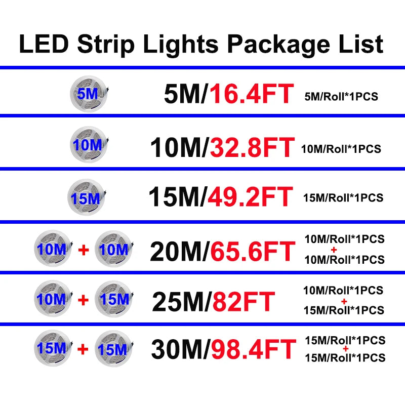 ruban led multicolore moderne télécommande 30m adhésif led rgb 12v non étanche