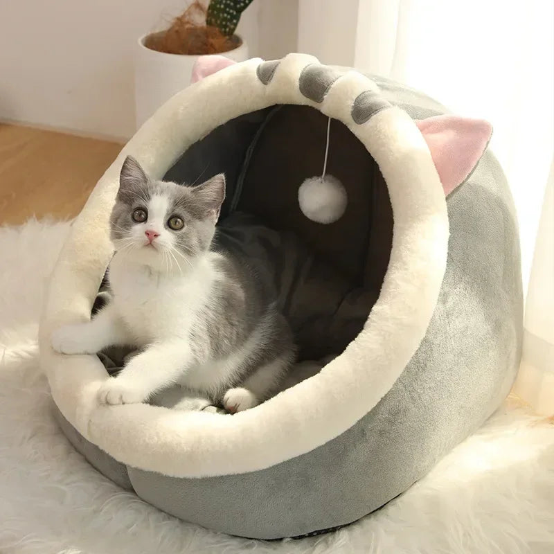 lit chat doux moelleux gris beige orange vert confortable tapis coton respirant