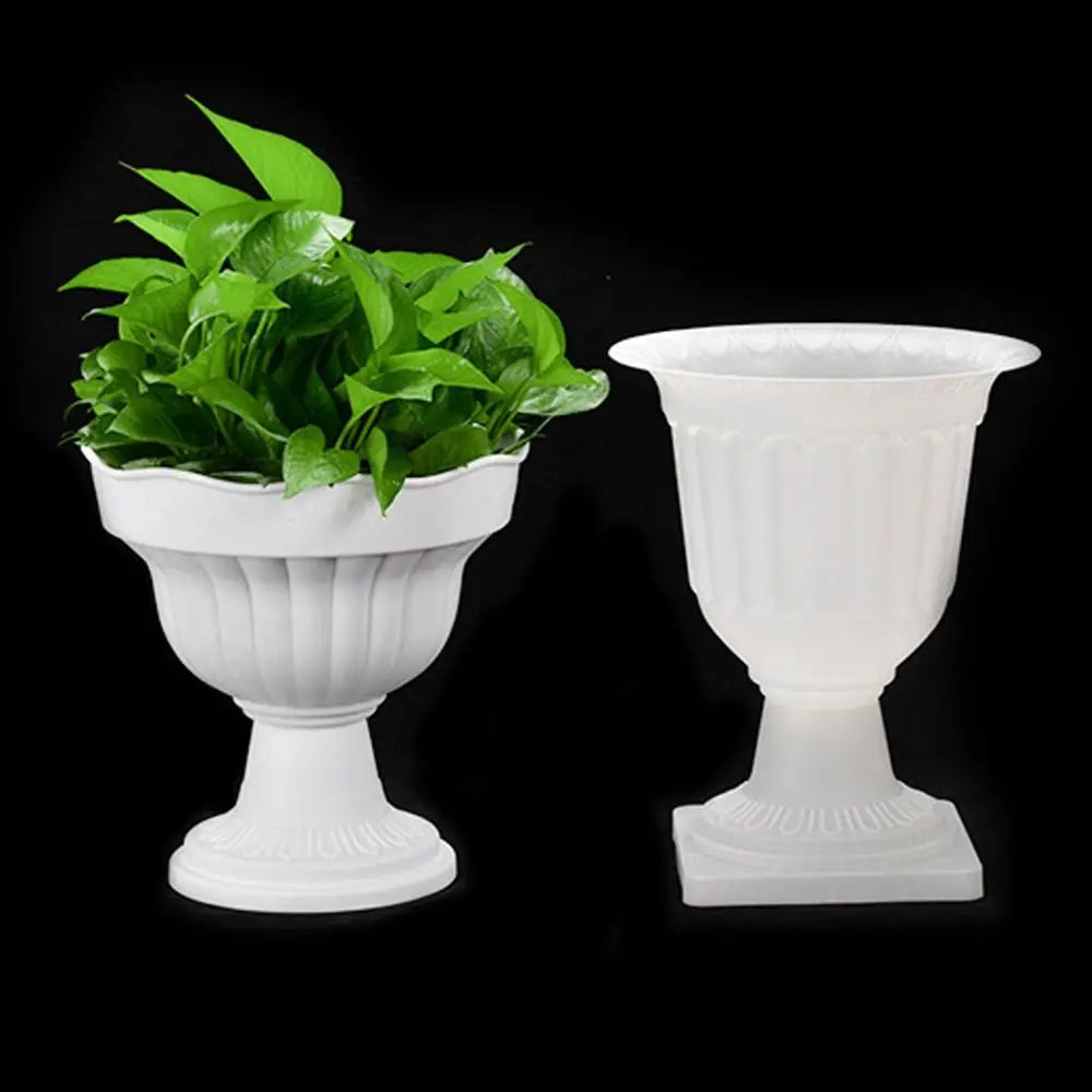 pot fleurs decoratif blanc rayures verticales classique moderne jardiniere plante succulente decoration exterieure ornement