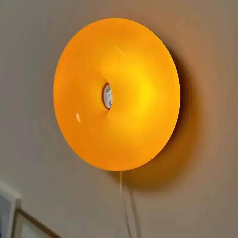 lampe murale verre orange rayures concentriques éclairage tricolore interrupteur tactile moderne chambre