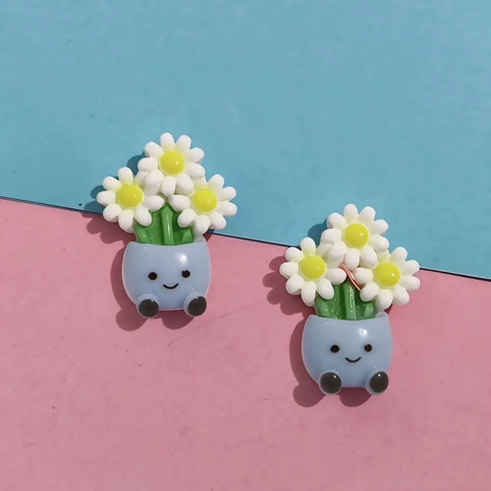 stickers kawaii plantes fleurs pots décoratifs réfrigérateur variés motifs souriants