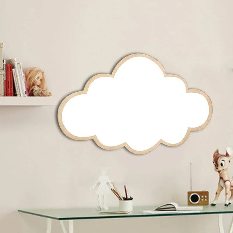 miroir decoratif nuage bois blanc minimaliste moderne chambre enfants deco mur