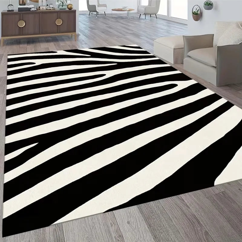 tapis moderne gris rayures radiales antidérapant polypropylène polyester salon chambreextérieur