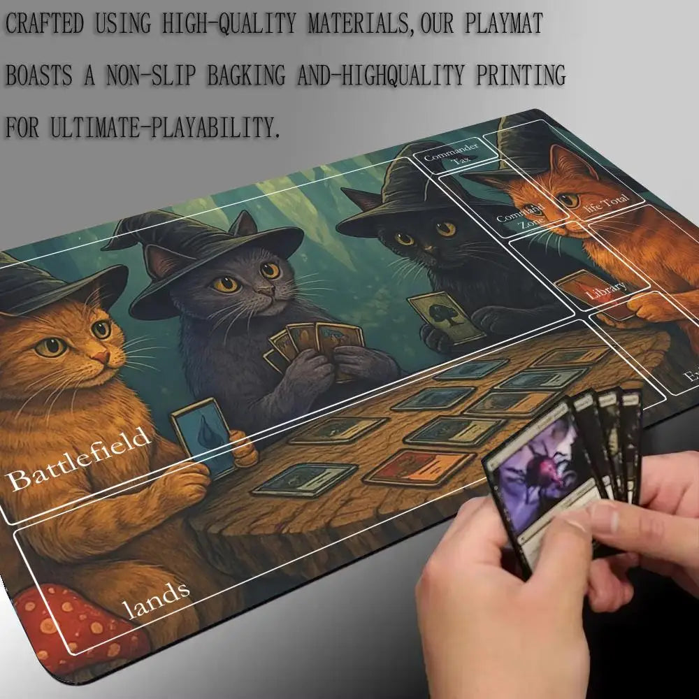 tapis jeu multicolore chats sorcières cartes non glissant illustration art opacité gaming