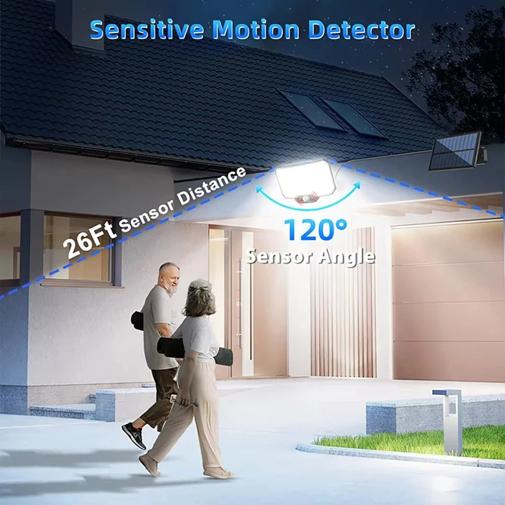 projecteurs solaires extérieurs led détecteur mouvement ip65 étanches télécommande moderne fonctionnels