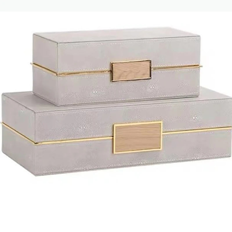 boîtes bijoux cuir gris élégantes fixation dorée rangement coiffeuse opaques