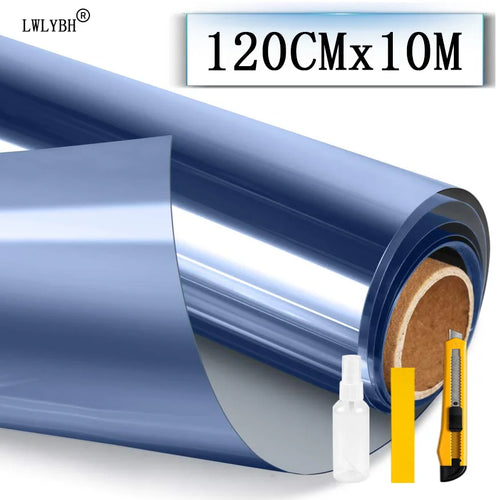 film protection fenêtre bleu métallisé opaque vinyle miroir thermique anti uv autocollant décoratif moderne