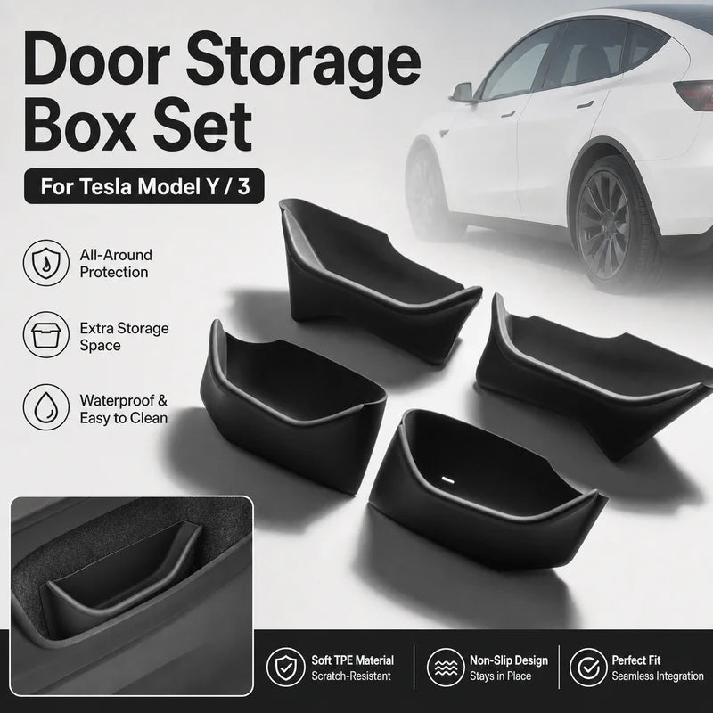 boîtes rangement porte voiture tesla noir mat contemporain clips sécurité