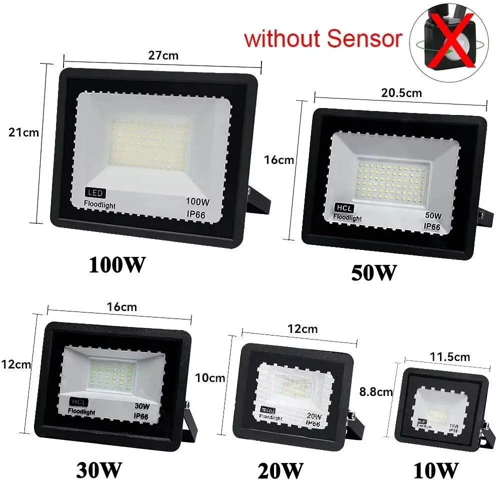 projecteur led moderne éclairage extérieur noir ip66 détecteur mouvement fixation murale flux lumineux économie