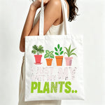 sac cabas toile plantes pots blanc vert orange rose décontracté humoristique poignées tissu
