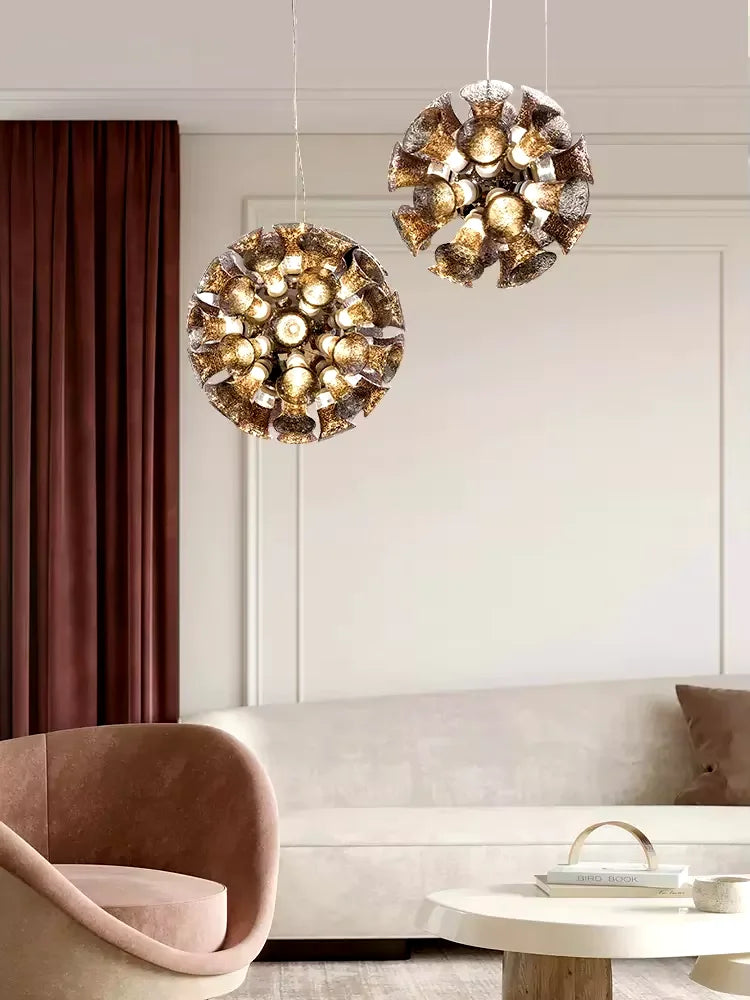 suspension luminaire moderne verre transparent câbles suspendus led intégrés contemporain haute qualité dorée argentée