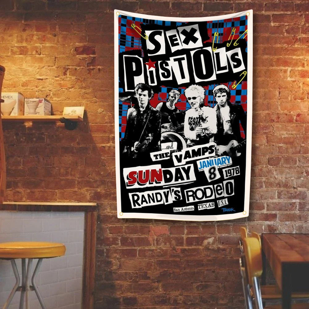 tapisserie pop art rock polyester noir blanc rouge bleu gris graphique