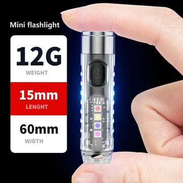 lampe poche rechargeable keychain 10 modes aimant uv rouge bleue transparent moderne camping