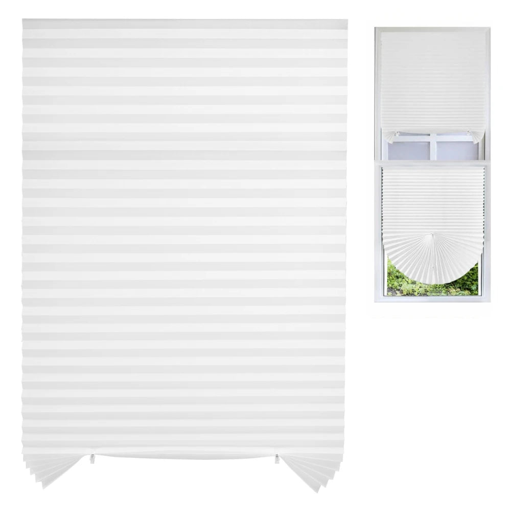 rideaux plissés blancs adhésifs sans fil opaques modernes fenêtres salon chambre
