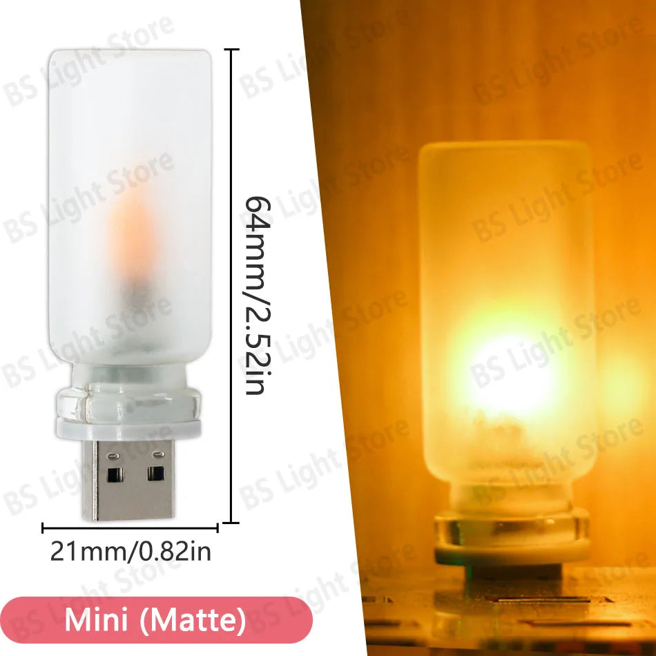 mini ampoule led flamme transparent frosted décoration usb imitations bougie chaleur blanc orange