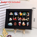 présentoir porte badges acrylique réutilisable contemporain bois marron noir clips badges