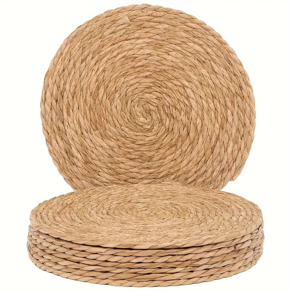 tapis table rustique tissé main spirale naturel 30cm 18cm farmhouse decoration assiettes couverts dorés