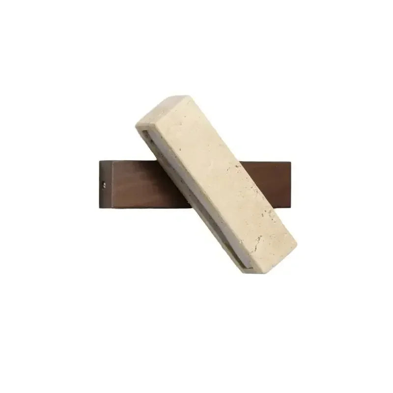 lampe murale moderne pierre bois wabi sabi orientable interrupteur chaîne led marron clair beige