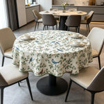 nappe table motif floral oiseaux classique beige clair vert bleu rustiqueversible machine