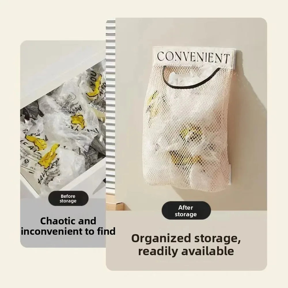 sacs rangement mesh réutilisables velcro blanc noir convenients semi transparents minimaliste