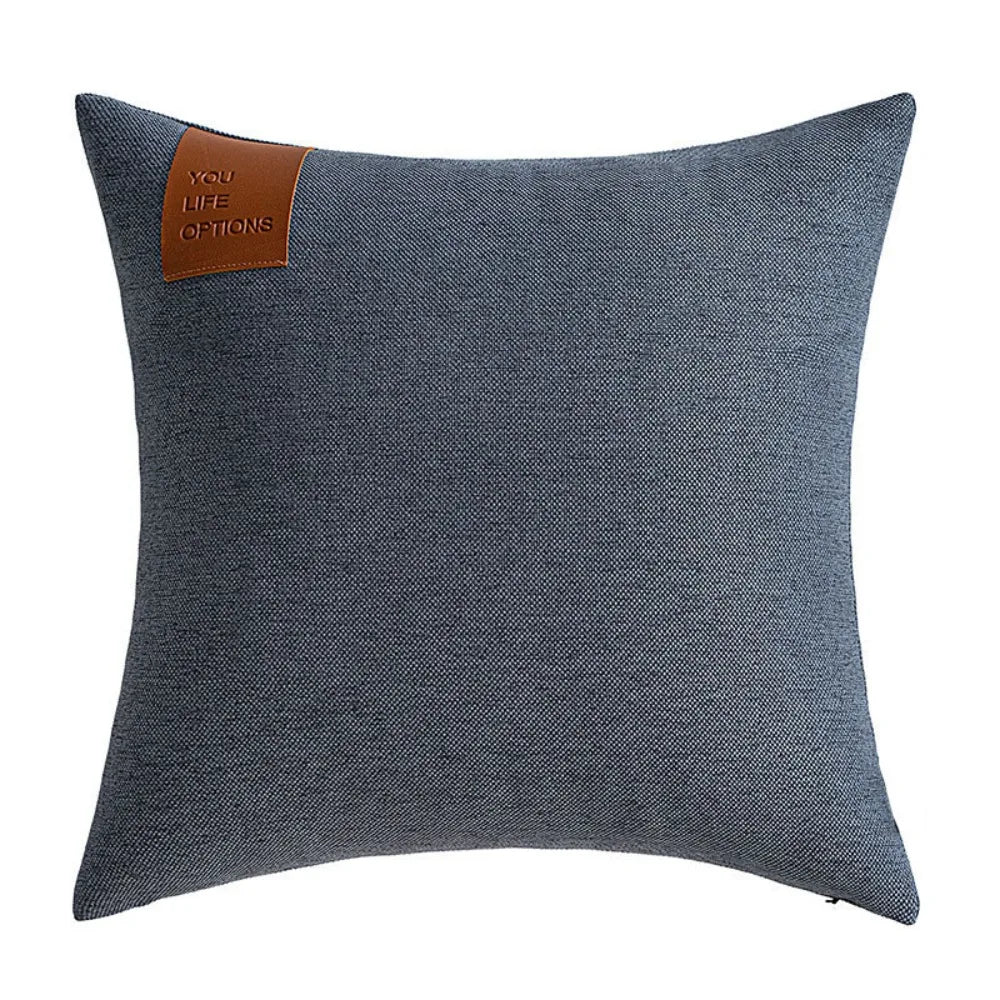 housse coussin moderne géométrique bleu marine marron gris 40x40 50x50 cm polyester coton
