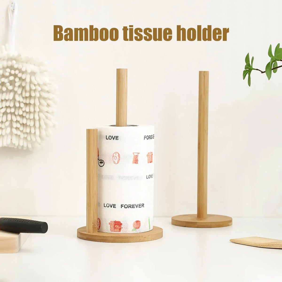 support serviettes bambou naturel minimaliste moderne sans rayures polyvalent facile durable