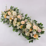guirlande florale artificielle fleurs roses dahlias feuilles vertes décoration murale extérieure 100cm blanc rose