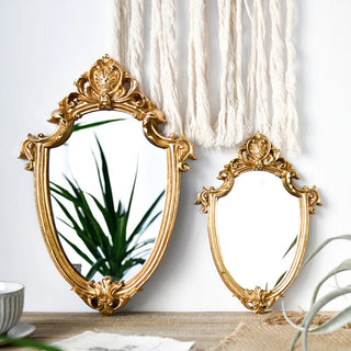 miroir decoratif baroque vintage or relief floral décoration intérieure nordique posable mural