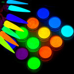 poudre fluorescente glow nuit 12 couleurs vert bleu orange rose moderne nail art vernis