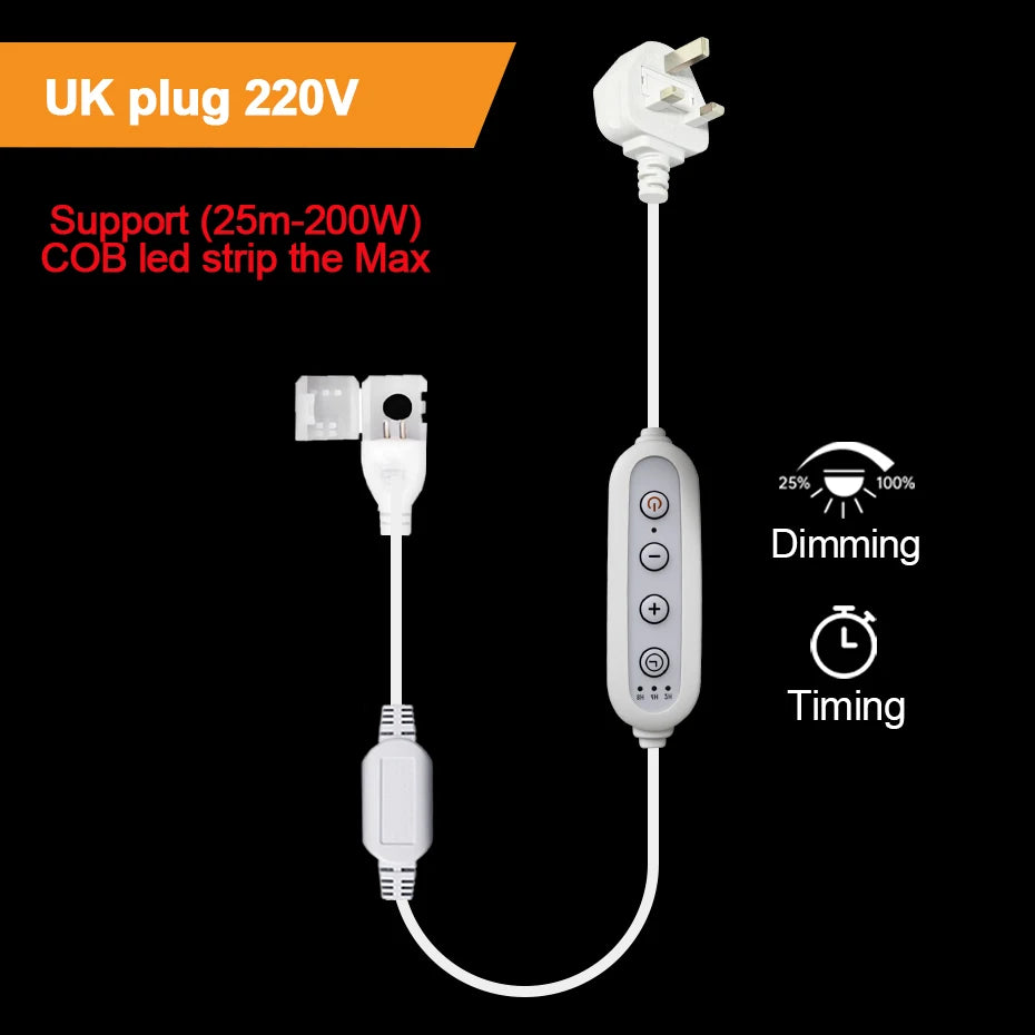 interrupteur minuterie dimmable ruban led cob blanc clips vis moderne 110v 220v eu us