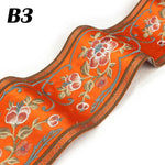 rubans décoratifs brodés fleurs feuilles oiseaux polyester large rouge bleu orange jaune marron gris
